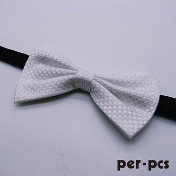 per-pcs 紳士品味菱紋蝴蠂結領結_銀白(005-23)