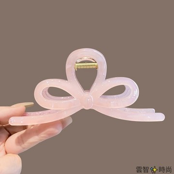 韓國高級感人魚姬幻彩蝴蝶結大抓夾女後腦勺盤發鯊魚夾馬尾夾髮卡