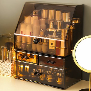 化妝品收納盒桌面透明大容量整理護膚品網紅多功能防塵帶蓋置物架