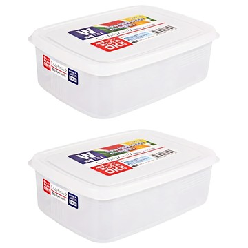 NAKAYA 塑膠保鮮盒抗菌保鮮盒 19.3 x 13.9 x 6.4cm 透明色 1300ml  2個  1組