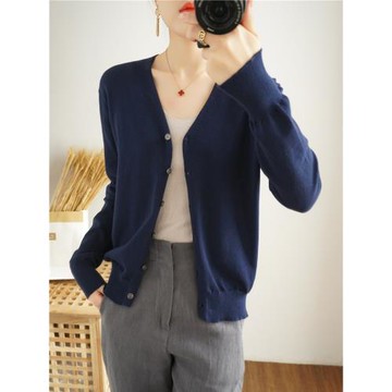 柔軟純棉針織開衫女春秋爆款薄新款披肩棉質毛衣外套長袖外搭百搭