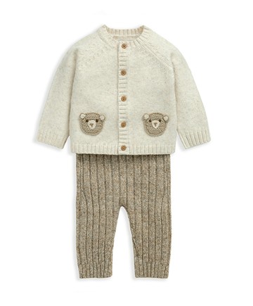 小熊笑一笑-針織長袖套裝9-12m