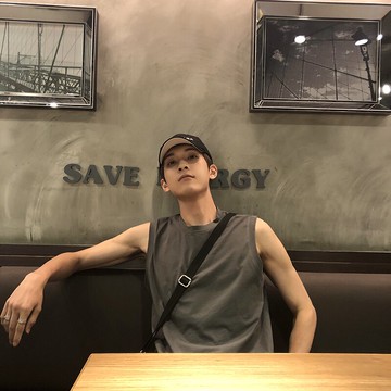 HUALUN運動背心男潮牌夏季透氣寬松坎肩白色ifashion無袖T恤馬甲