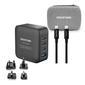 Gigastone 140W GaN氮化鎵四孔 萬國充電旅行組✦適用iPhone手機/Mac筆電/三星 全球通用充電器
