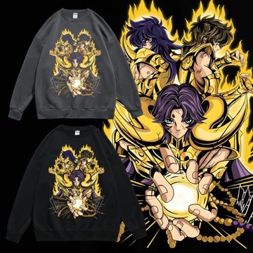 日系動漫圣斗士星矢二次元潮流周邊無帽衛衣春秋圓領寬松套頭男女