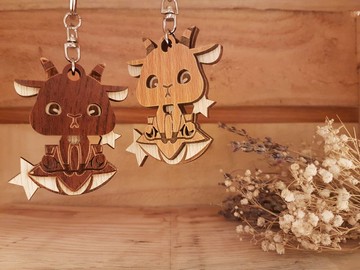 【教師節禮物】木雕星座吊飾─摩羯座 禮物 鑰匙圈