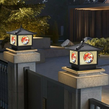 免運/公司貨 柱頭燈 太陽能庭院燈 燈具 太陽能柱頭 新中式戶外防水庭院別墅圍墻門柱大門ABS接電花園 可開發票 全館五折 工廠現貨直銷 新品特價 m10231