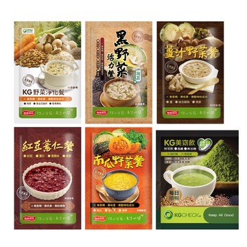 【綜合體驗組】輕卡順暢飽足餐6包組 (野菜/黑野菜/薑汁/紅豆薏仁/南瓜/抹茶美窈)