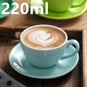 跨境加厚陶瓷咖啡杯碟套裝分享拿鐵拉花杯卡布奇諾杯220ml印logo