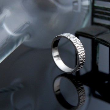 歐風復古系列-刻痕-原色窄版(銀戒)