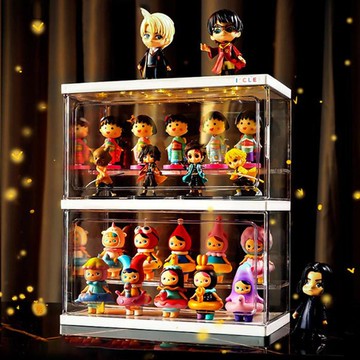 I'CLE 組裝式透明公仔模型收納盒 雙層 白色  1個  27 x 14 x 31cm