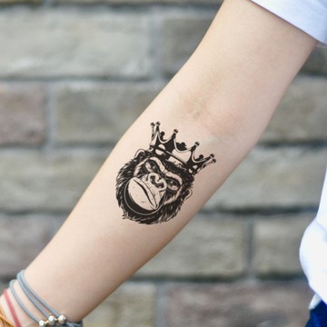 OhMyTat 猿猴猩猩 Ape 刺青圖案紋身貼紙 (2 張)