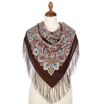 正宗 Павlovo Posad 俄羅斯披肩圍巾 柔軟 100% 羊毛 89x89 公分 1893-17