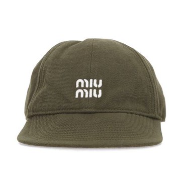 MIU MIU Denim 牛仔 抽繩造型 帽子 棒球帽 老帽 綠色 黃色 5HC369