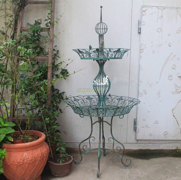 大號美式鄉村復古花園鐵質園藝多肉花架櫥窗置物架戶外庭院花盆架