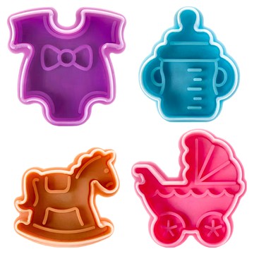 ibili 餅乾推壓模具套裝，4個，PP塑料，304不銹鋼  寶寶  1組