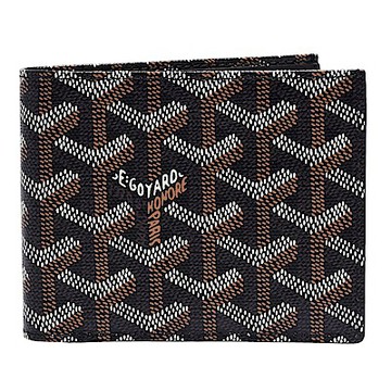 GOYARD 經典滿版LOGO手工帆布摺疊短夾(黑-8卡)