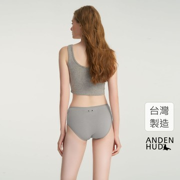 【Anden Hud】抗菌系列．花邊高腰三角內褲(俄羅斯灰-刺繡藍貓) 純棉台灣製