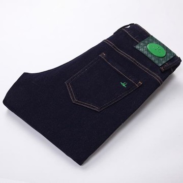 冬季厚款深藍色牛仔褲男彈力修身小腳秋冬款抓絨加絨高端2023新款