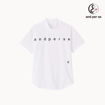 【and per se】女款白色多向彈性吸汗速乾UV防護機能寬版立領短袖棉衫 DLT209V5