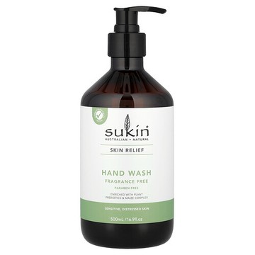 Sukin, 皮膚舒緩，洗手乳，適合敏感肌膚，無香，16.9 液量盎司（500 毫升）