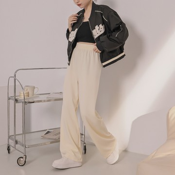 休閒舒適落地寬褲-杏【KT201336】