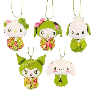 小禮堂 Sanrio 三麗鷗 人造絲玩偶吊飾 (櫻花抹茶系列) Kitty 大耳狗 帕恰狗
