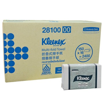 【史代新文具】Kleenex 28100 專利鎖水摺疊擦手紙 (150抽x16包)