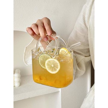 玻璃手提包網紅夏天果茶杯透明創意搞怪高顏值微醺果汁雞尾酒杯子