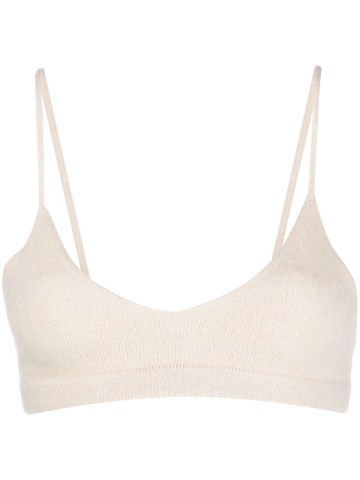 Laneus - ribbed-knit bralette top - women - Polyester/Cashmere/Silk - 38 - Neutrals