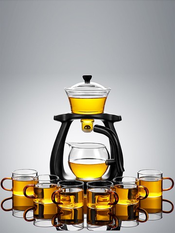 宮燈玻璃半自動泡茶器家用功夫茶具套裝網紅茶壺懶人沖茶器煌山