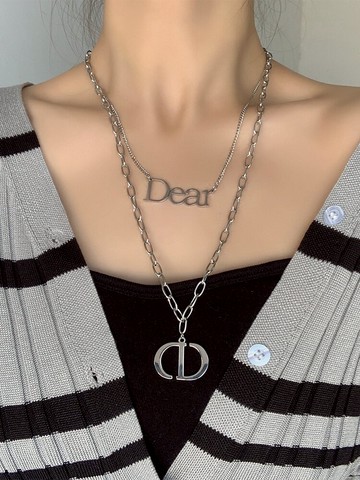 毛衣鏈長款年新款女字母雙層嘻哈秋冬項鏈百搭毛衣情侶吊墜