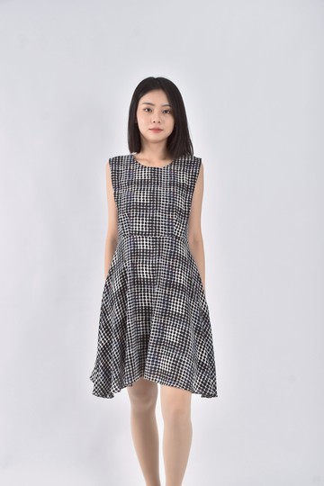 (S) chloechen紡紗滿版白色洋裝