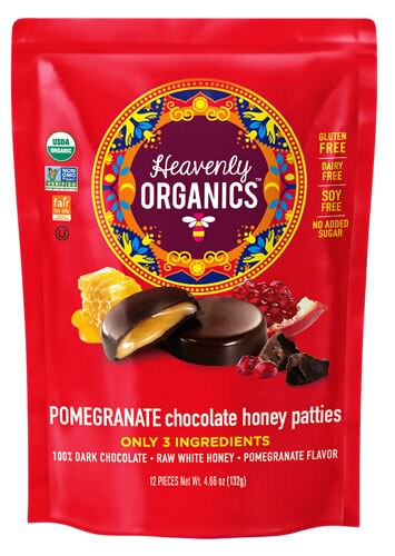 Heavenly Organics Honey Patties Gluten Free Chocolate Pomegranate 12 Patties