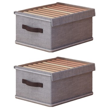 小麥購物 帶蓋大容量日式布藝可折疊衣物收納盒 9格 L2403  44 x 25 x 17cm  灰色  2個