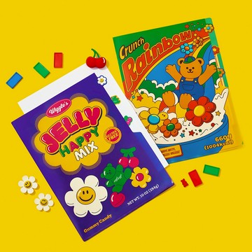 【blank.】 Wiggle Wiggle 資料夾(愛心/小熊/微笑小花(千鳥格)/永遠的朋友/夢想家/喝酒小貓/多彩花花/小熊軟糖/麥片&爆米花)