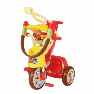 中古良品◎アンパンマン自転車　補助輪付き　サドル後部に手押し用ワイヤー付き 中古良品◎アンパンマン自転車 補助輪付き サドル後部に手押し用