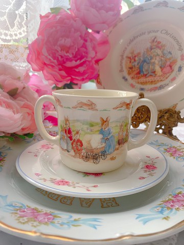 英國製 Royal Doulton 骨瓷雙把手馬克杯小朋友杯送禮庫存品完整