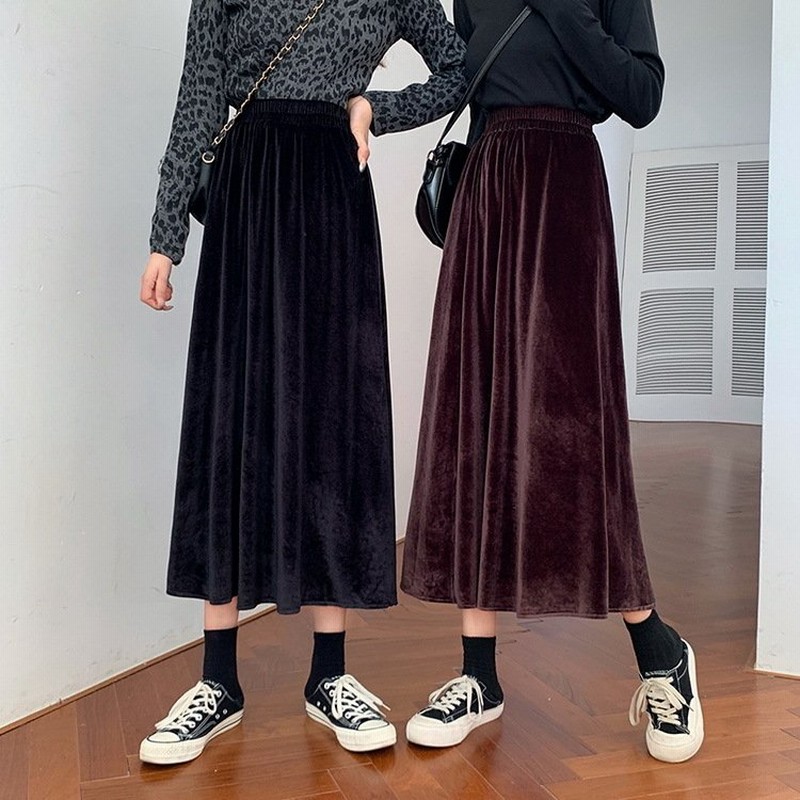 マキシスカート ロング 秋冬 フレアスカート ベルベット 黒スカート ひざ下 40代 30代 厚手ス 通販 Lineポイント最大1 0 Get Lineショッピング
