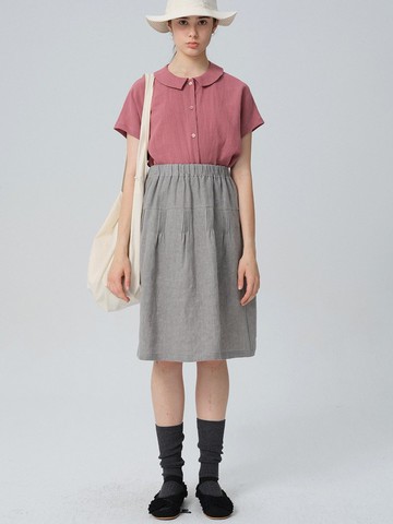 寬松連肩袖顯白樹莓粉寬松短袖上衣