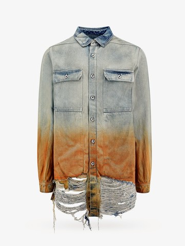 Denim shirt with ripped effect on the bottom - DRKSHDW - gender_Man