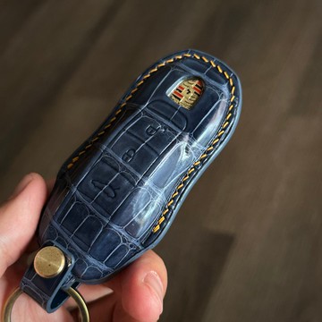 Porsche 保時捷 鱷魚皮鑰匙套 台灣手工製作
