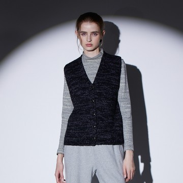 喀什米爾V領混紗羊絨背心(2色)