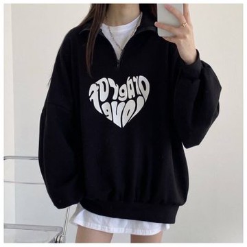 Dition防寒內刷毛 字母愛心造型拉鍊 運動上衣