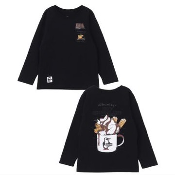 CHUMS Kids Hot Chocolate Pocket Brushed L/S T-Shirt 中大童 長袖上衣 黑色 CH211413K001