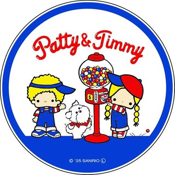 小禮堂 Sanrio 三麗鷗 Patty&Jimmy 陶瓷圓形杯墊 (糖果機)