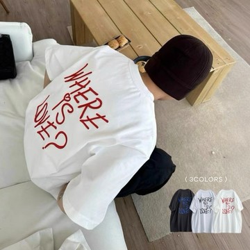 [HYC] 韓國 WHERE IS LOVE 泡沫愛心 立體 發泡 簡約 英文 字母 標語 短袖 短T 愛心短袖 情侶T