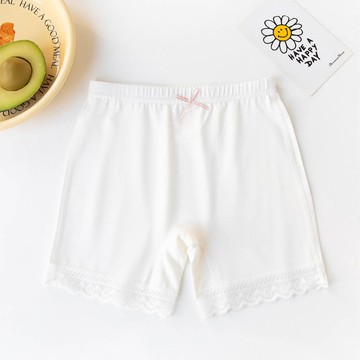 FANMOU - 莫代爾三分內搭褲/安全褲-蕾絲邊-白色