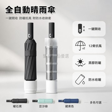 台灣出貨✨ 雨傘 全自動 折疊 加大 加固 抗風 晴雨兩用 黑膠 防曬 防紫外線 防水套 通勤 外出