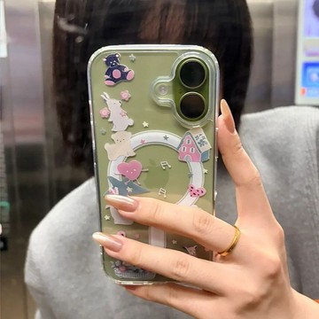 新款*玩偶小動物蘋果17/16promax磁吸手機殼iPhone15透明14卡通13/1211